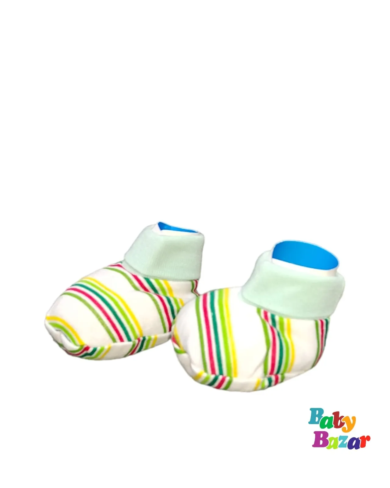 100% Cotton Booties For Newborn Baby In Light Green Color