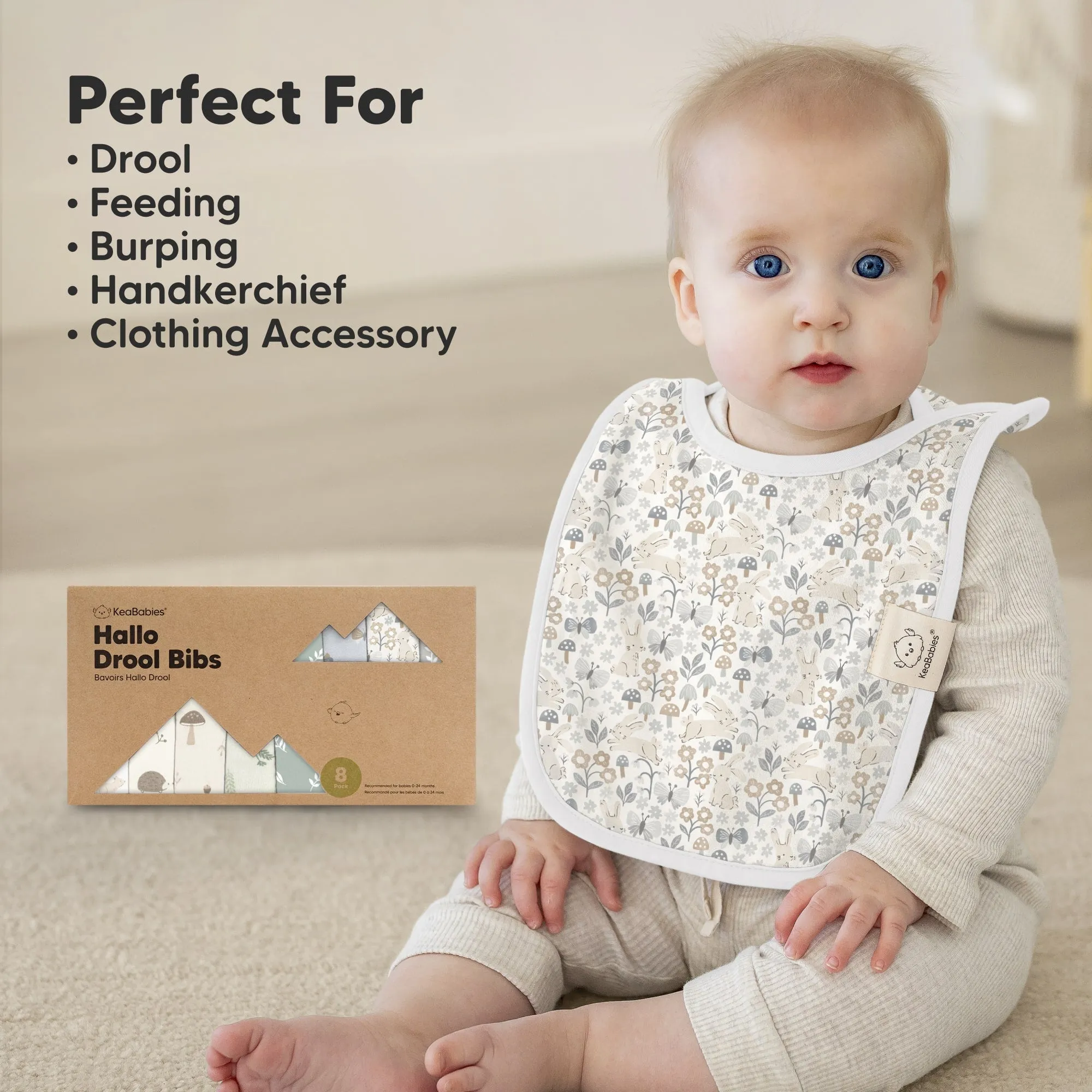 8-Pack Hallo Drool Bibs (Prairie)