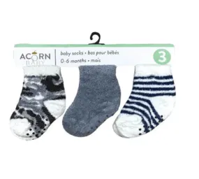 Acorn Baby 3 Pk Fluffy Socks Boys
