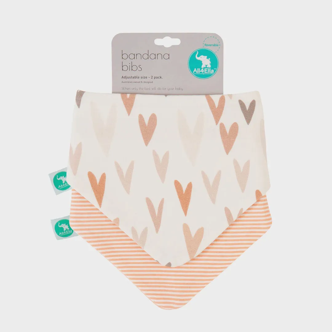 All4Ella Reversible Bandana Bibs 2pk - Hearts