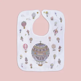 Atelier Choux Large Bib Hot Air Balloons Gold Snaps