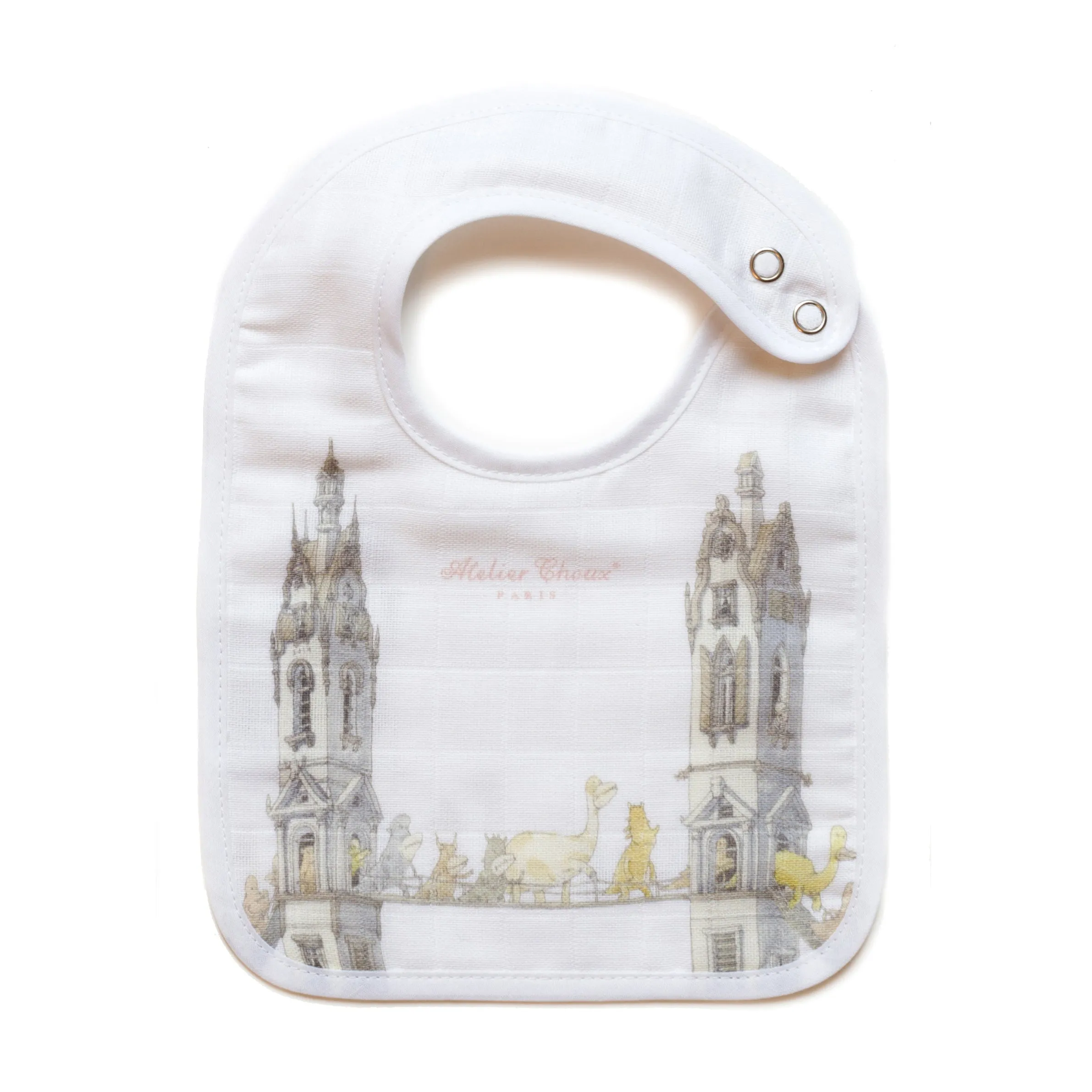 Atelier Choux Small Bib Tower's Bridge Gold Snaps