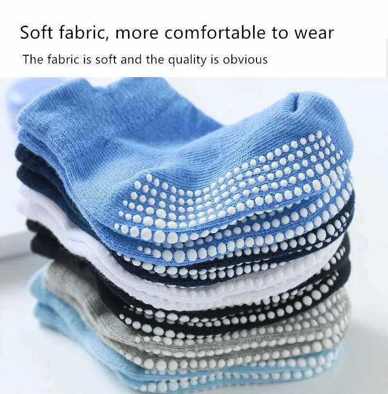 Baby Boys Toddlers Newborn Blue Multi Warm Anti-Slip Skid Low Cut 6 Pairs Socks