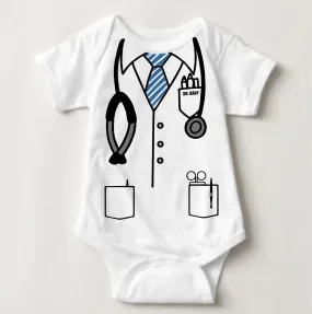Baby Career Onesies - Doctor Scrub Suit Stripes Blue Necktie with FREE Name Print