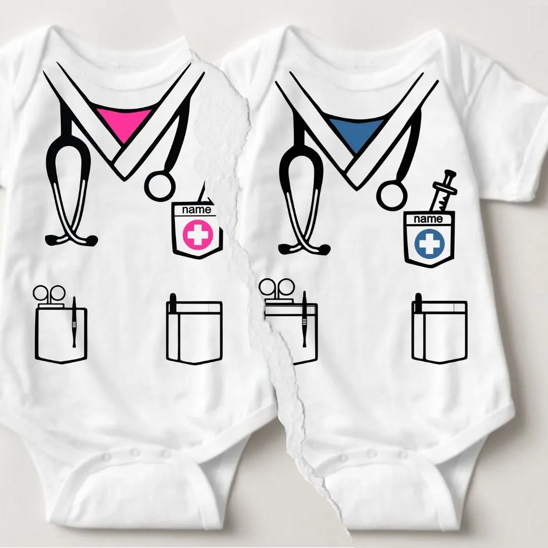 Baby Career Onesies - Little Nurse Scrub Suit Pink with FREE Name Print
