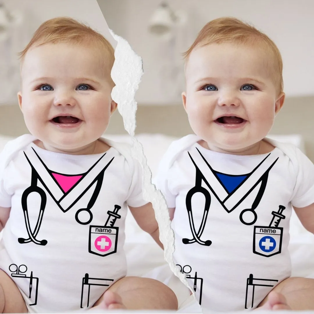 Baby Career Onesies - Little Nurse Scrub Suit Pink with FREE Name Print