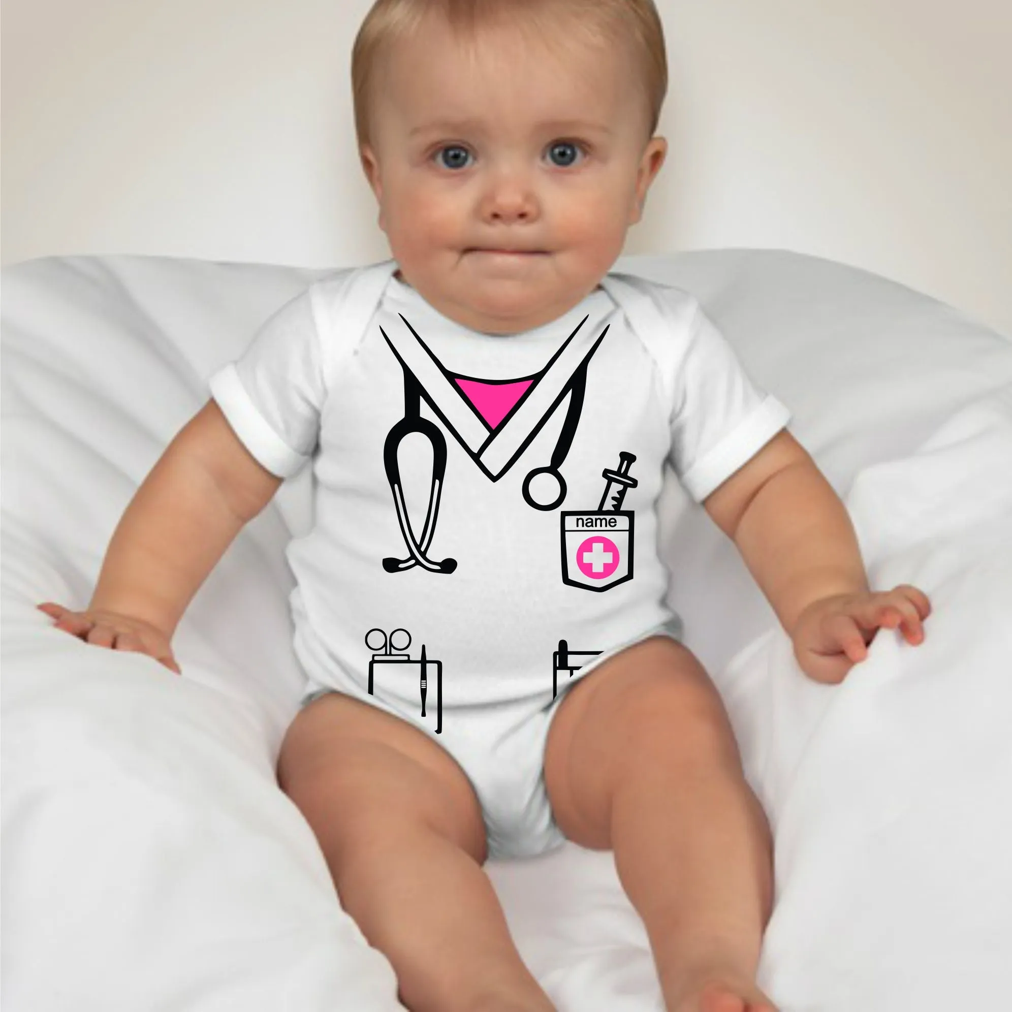 Baby Career Onesies - Little Nurse Scrub Suit Pink with FREE Name Print