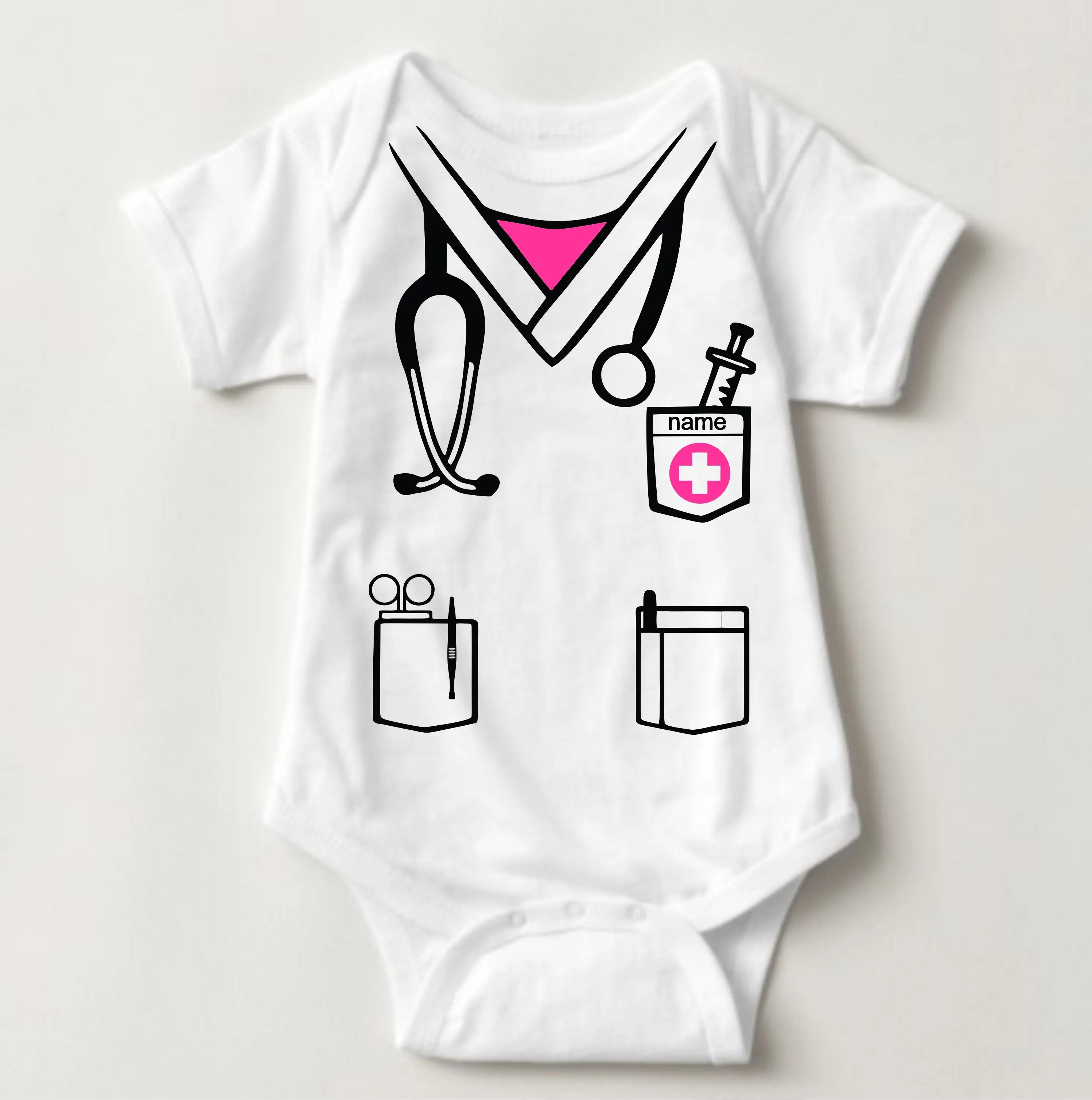 Baby Career Onesies - Little Nurse Scrub Suit Pink with FREE Name Print