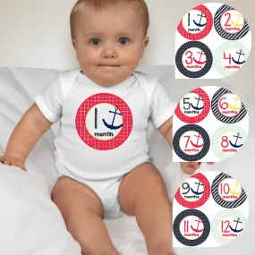 Baby Custom Monthly Onesies - Anchors