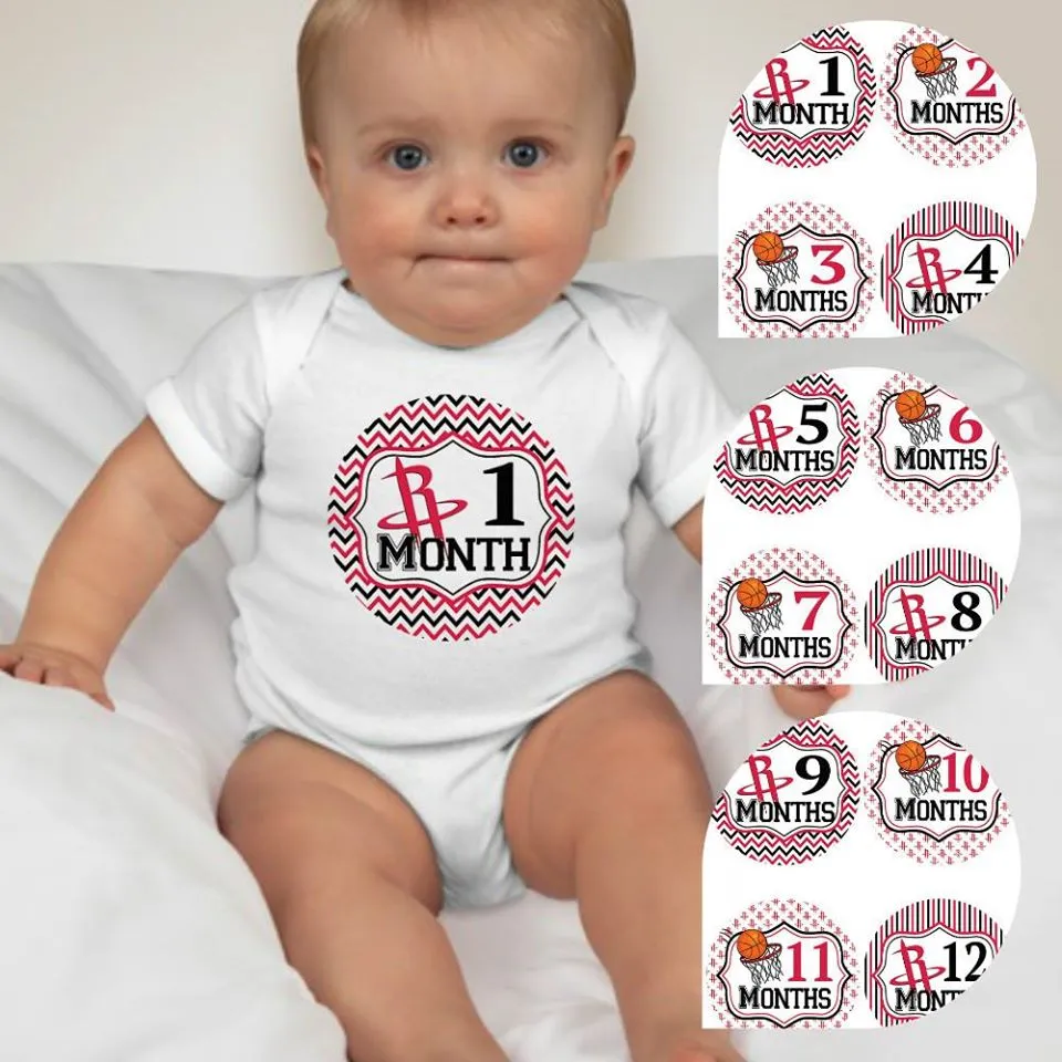 Baby Custom Monthly Onesies - Basketball Houston Rockets