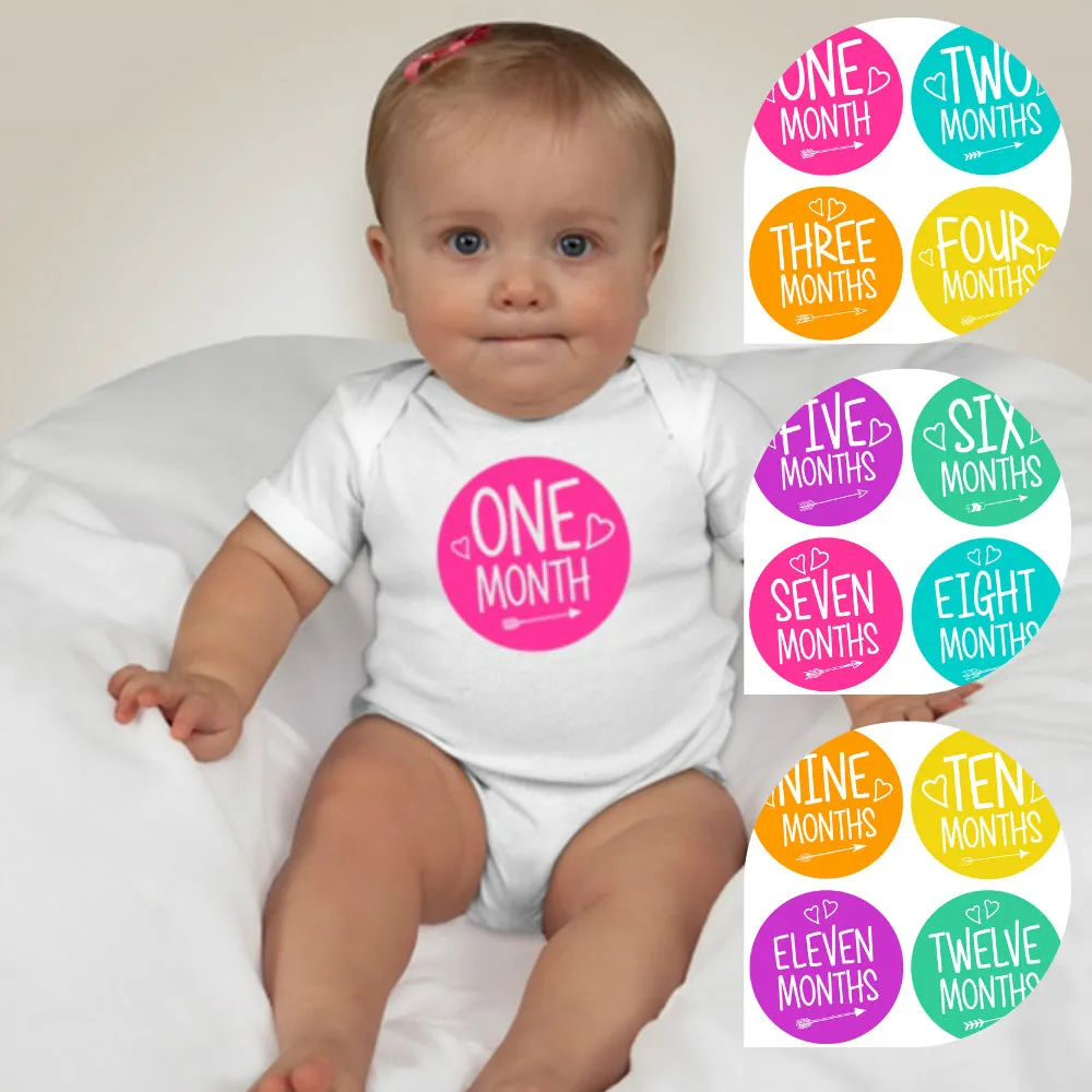 Baby Custom Monthly Onesies - Bright Colors