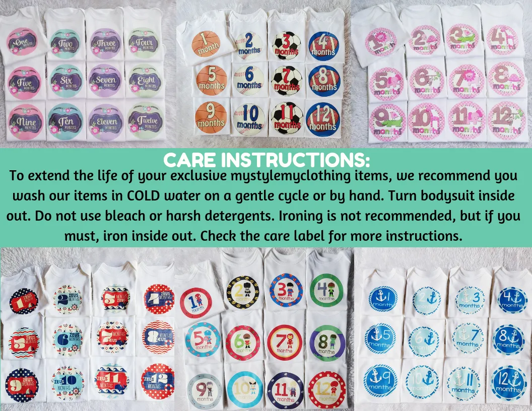 Baby Custom Monthly Onesies - Car Patterns