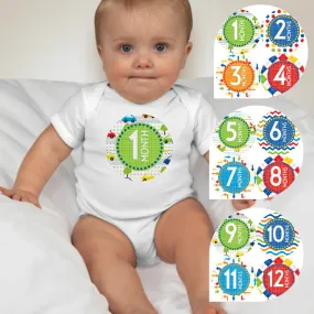 Baby Custom Monthly Onesies - Car Patterns