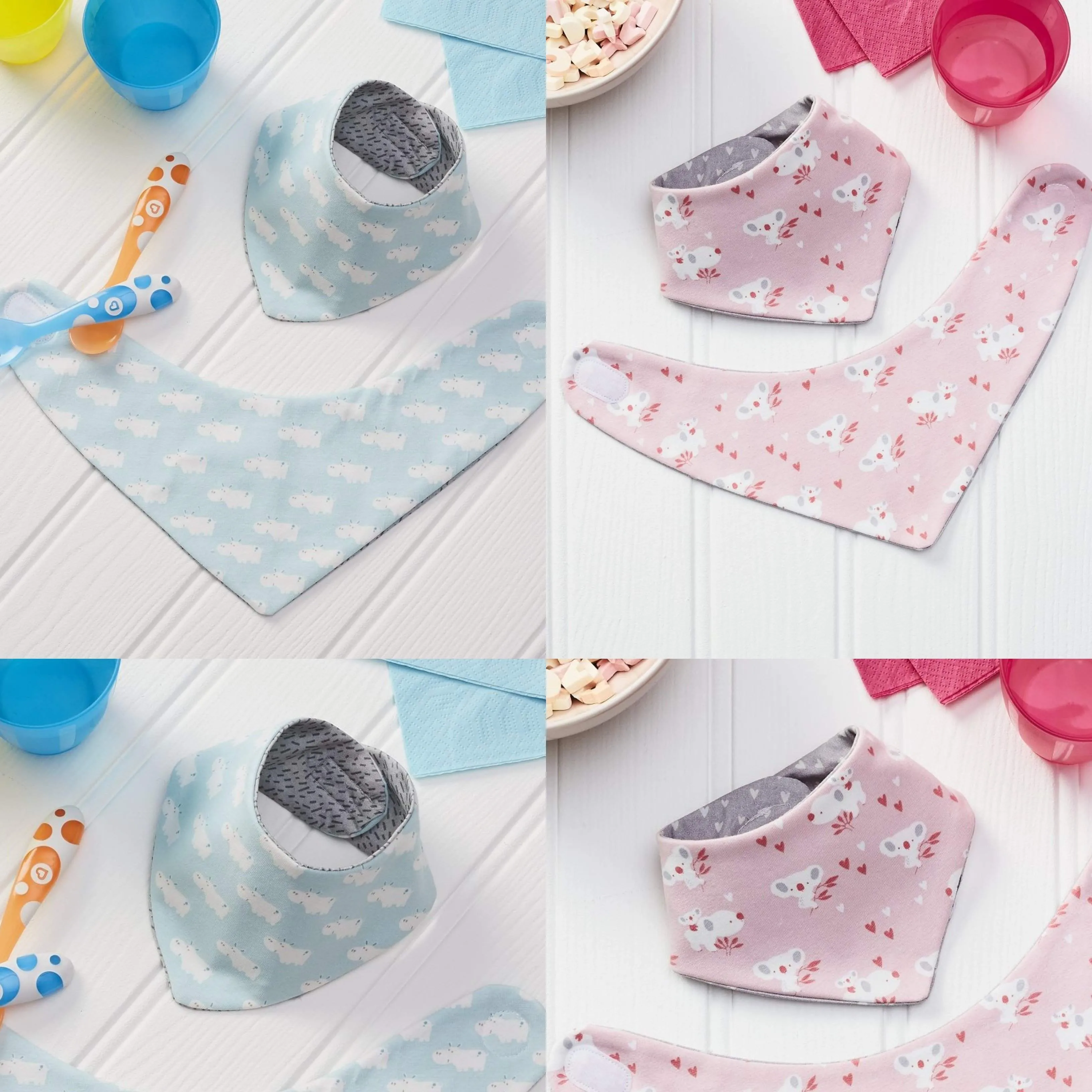 Baby Feeding kids Bibs Triangle Style 100% Jersey Cotton Pack Of 5 bibs
