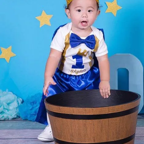 Baby Little Prince  Set with Name Print (No Crown inclusion) - Royal Blue