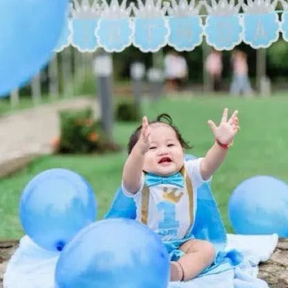 Baby Little Prince with Name Print Complete Set with Crown - Sky Blue