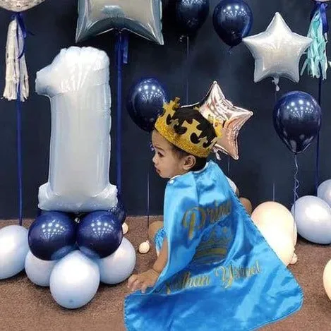 Baby Little Prince with Name Print Complete Set with Crown - Sky Blue
