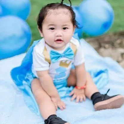 Baby Little Prince with Name Print Complete Set with Crown - Sky Blue