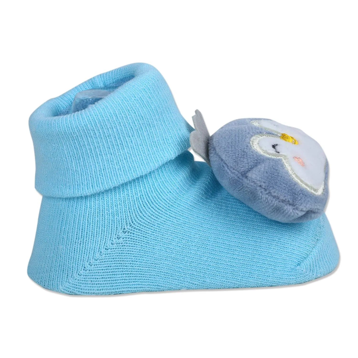 Baby Moo Happy Penguin Cotton Anti-Skid 3D Socks - Blue