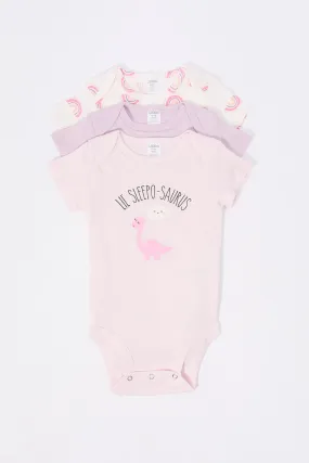 Baby Sleepo-Saurus Graphic Onesie (3 Pack)