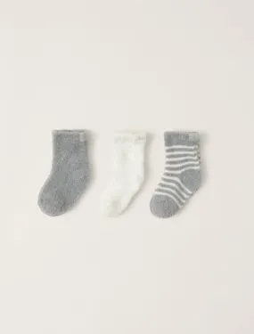 Barefoot Dreams Infant Socks Set of 3 - Moonbeam Pearl