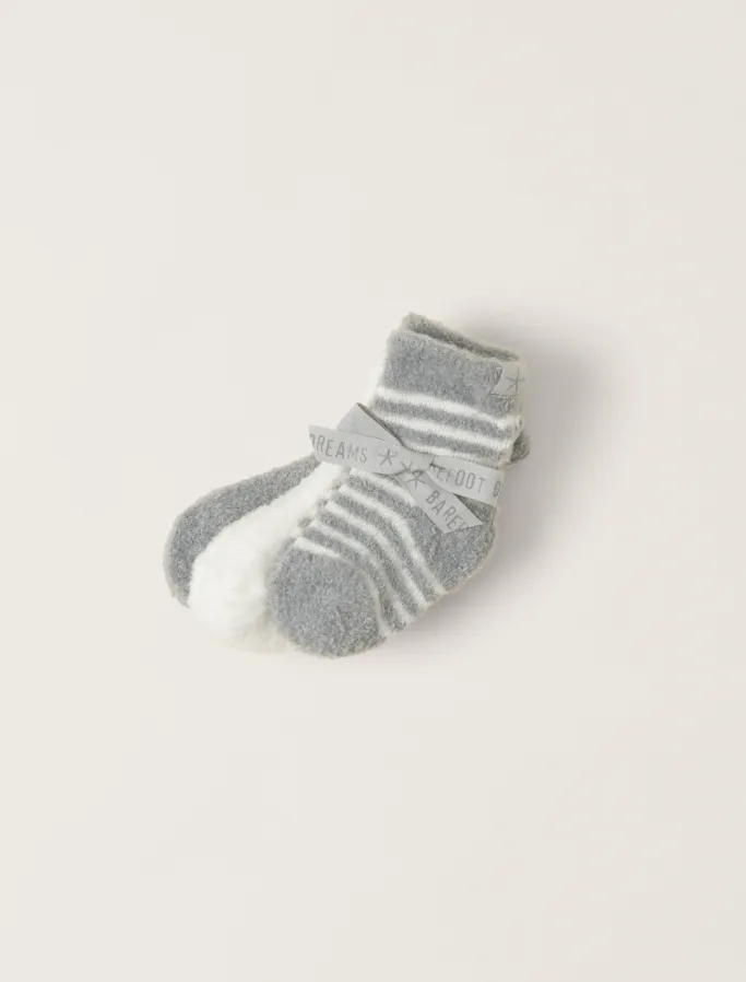 Barefoot Dreams Infant Socks Set of 3 - Moonbeam Pearl