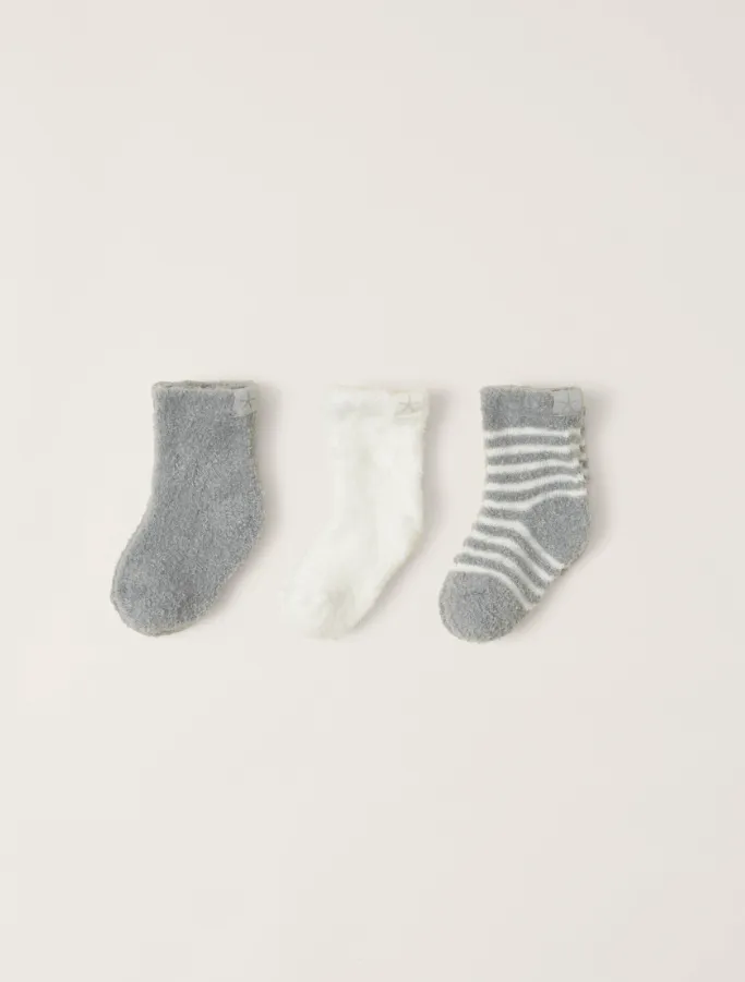 Barefoot Dreams Infant Socks Set of 3 - Moonbeam Pearl