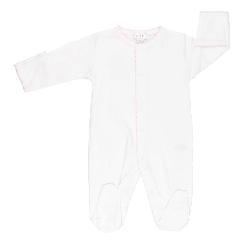 Basic Footie Solid White/Pink