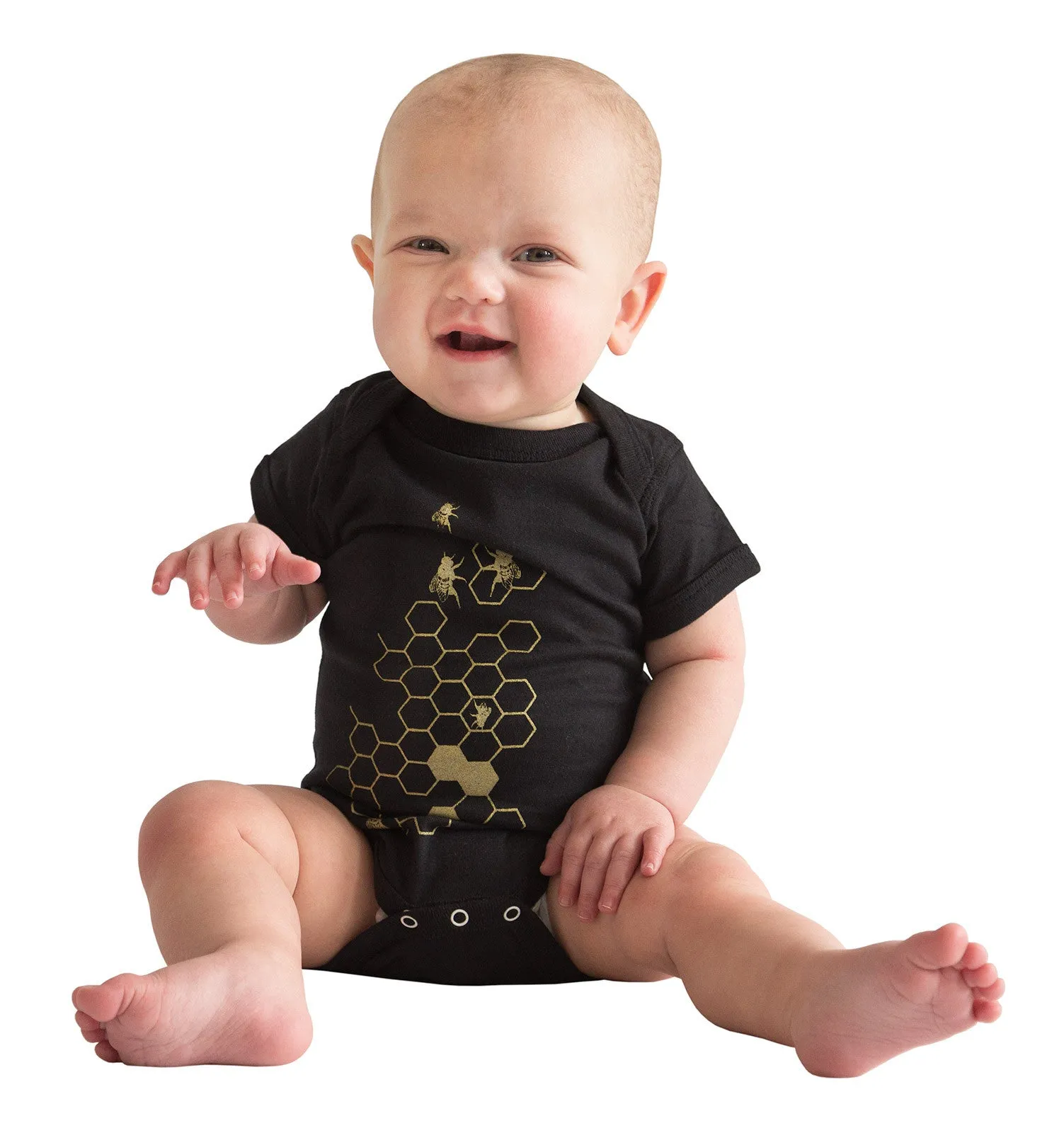 Beehive Baby Snapsuit, Honeycomb Print Creeper