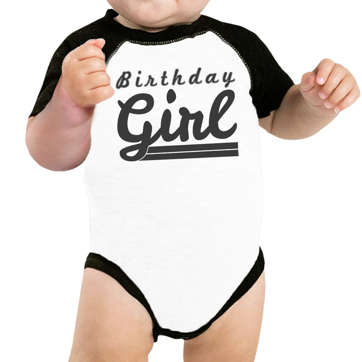 Birthday Girl Black And White Baby Baseball Shirt