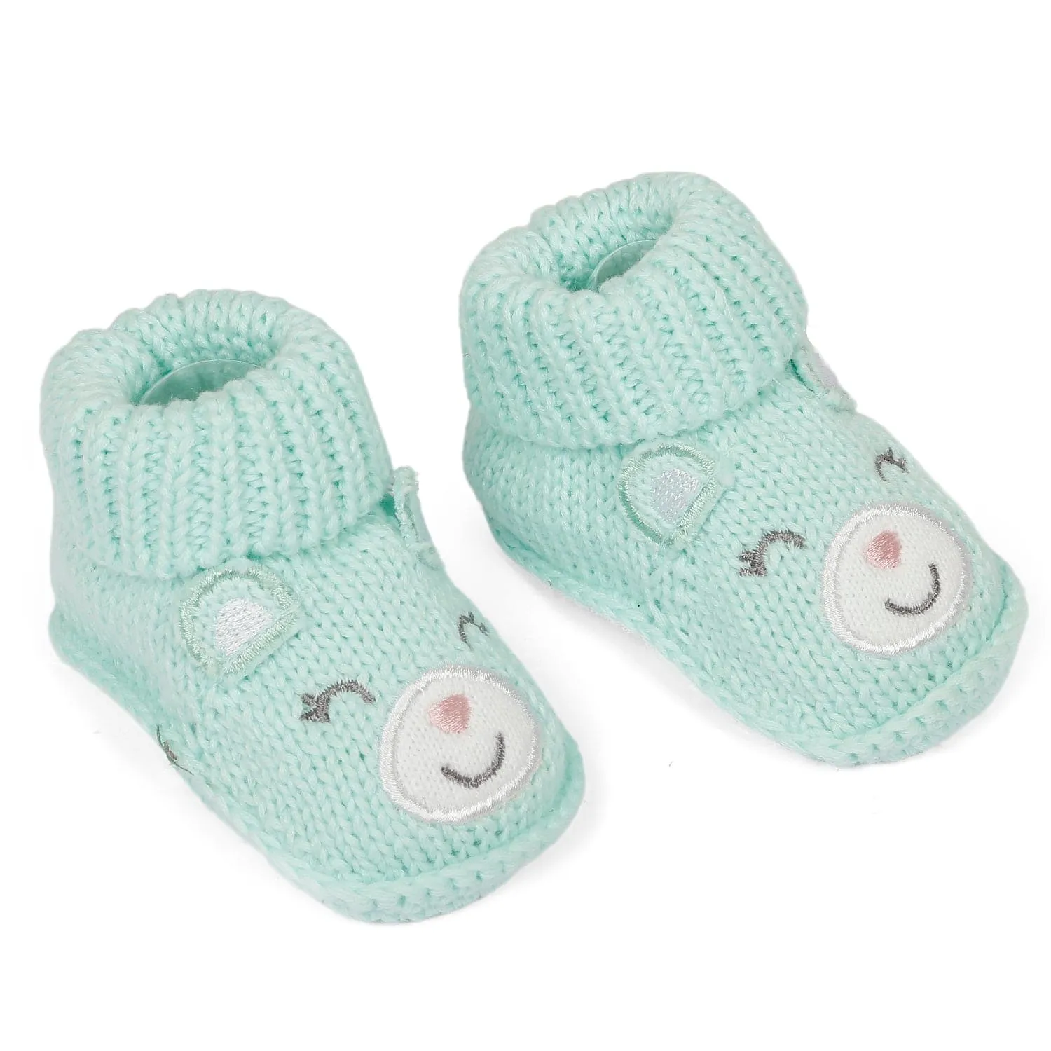 Blushing Newborn Crochet Socks Booties - Mint Green