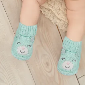 Blushing Newborn Crochet Socks Booties - Mint Green