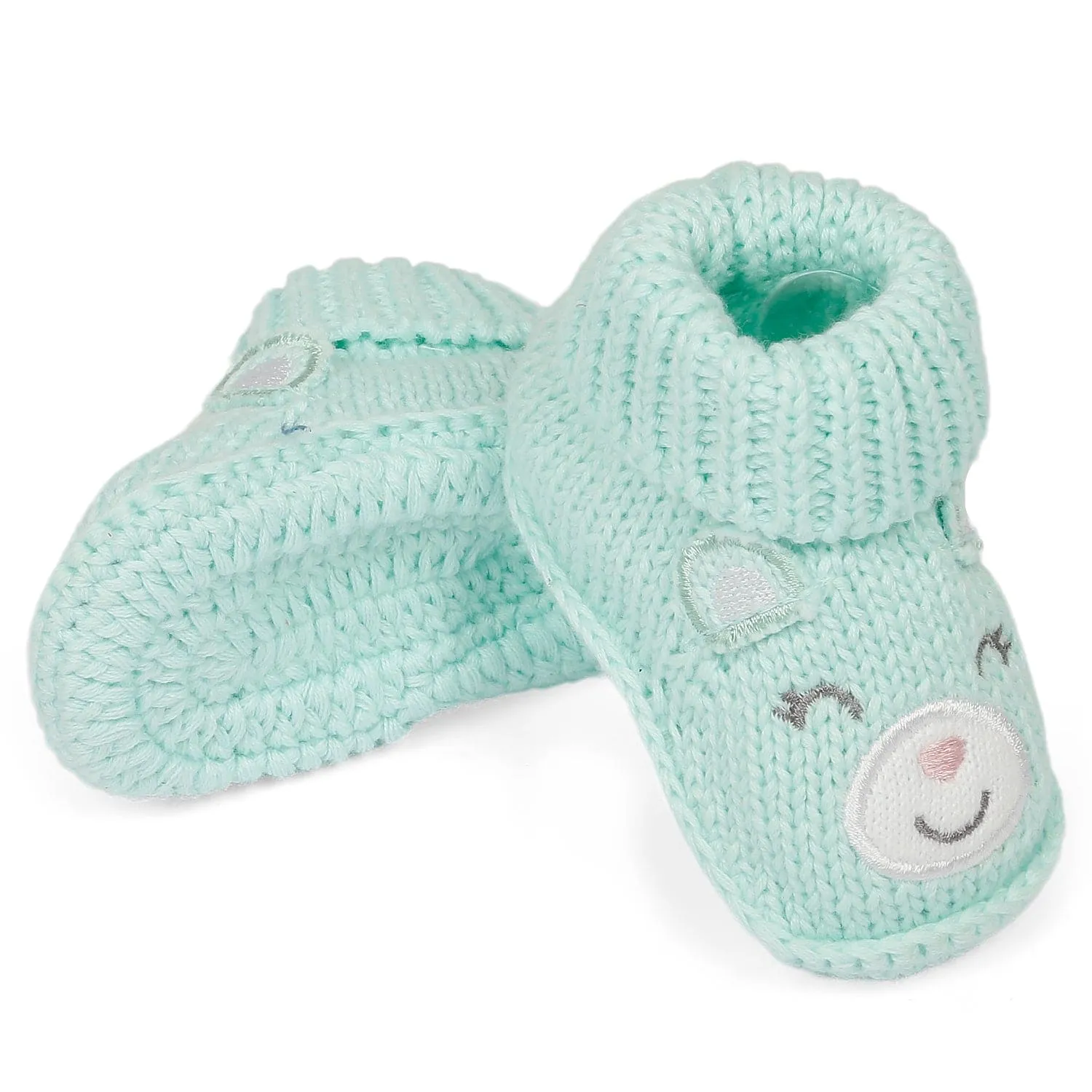 Blushing Newborn Crochet Socks Booties - Mint Green