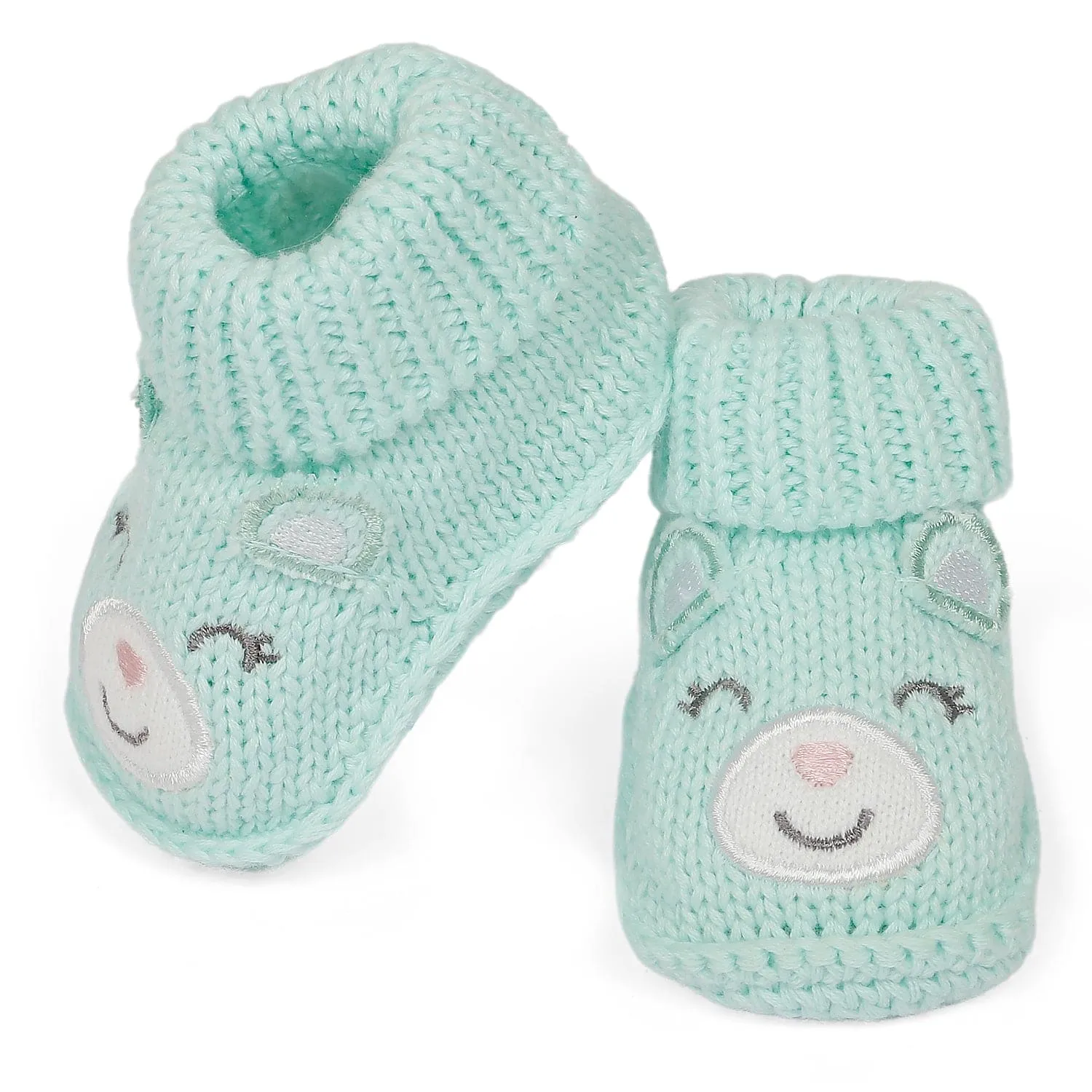 Blushing Newborn Crochet Socks Booties - Mint Green