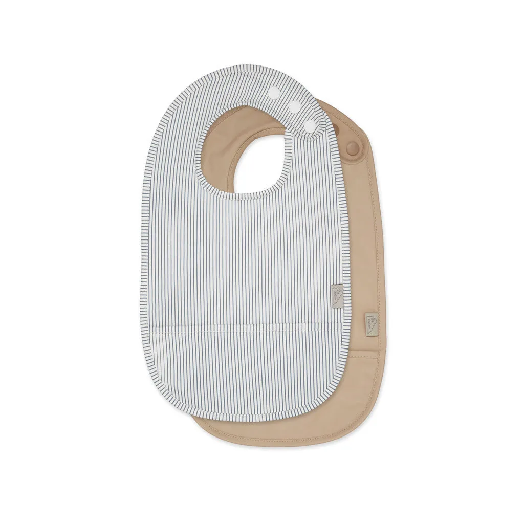 Cam Cam Copenhagen Bib, with Pocket, 2-pack - Classic Stripes Blue
