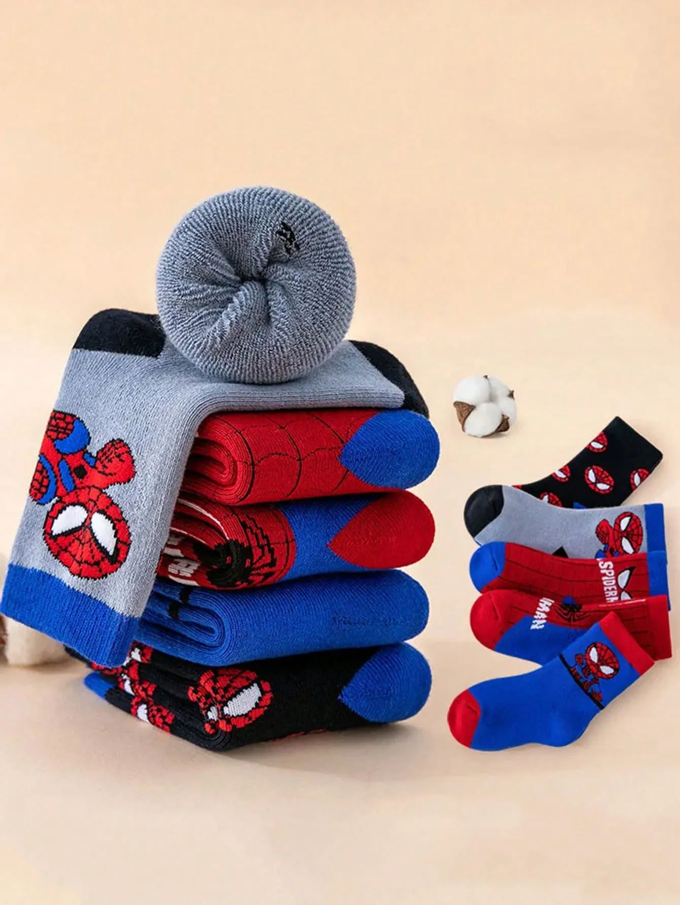Cartoon character socks|POTDEMIEL 5 Pairs Kids/Children Thick Warm Superhero Spider-Man Cartoon Socks