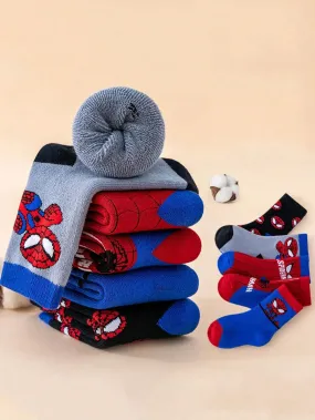 Cartoon character socks|POTDEMIEL 5 Pairs Kids/Children Thick Warm Superhero Spider-Man Cartoon Socks