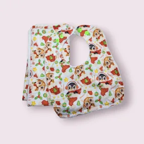 Christmas Penguin   Deer Bib   Burp Cloth Set