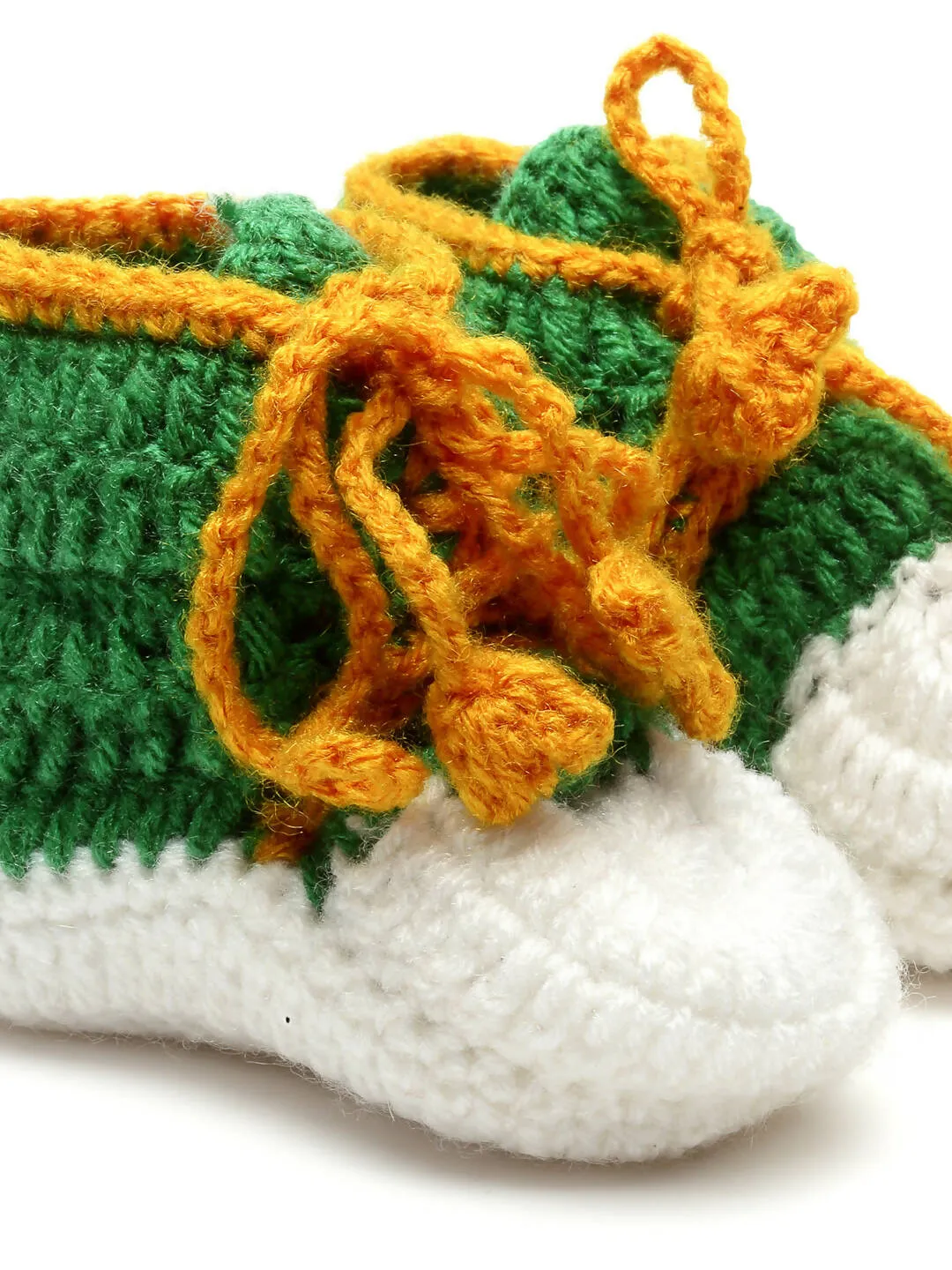 Chutput Kids Woollen Hand Knitted Cassual Detailed Booties - Green
