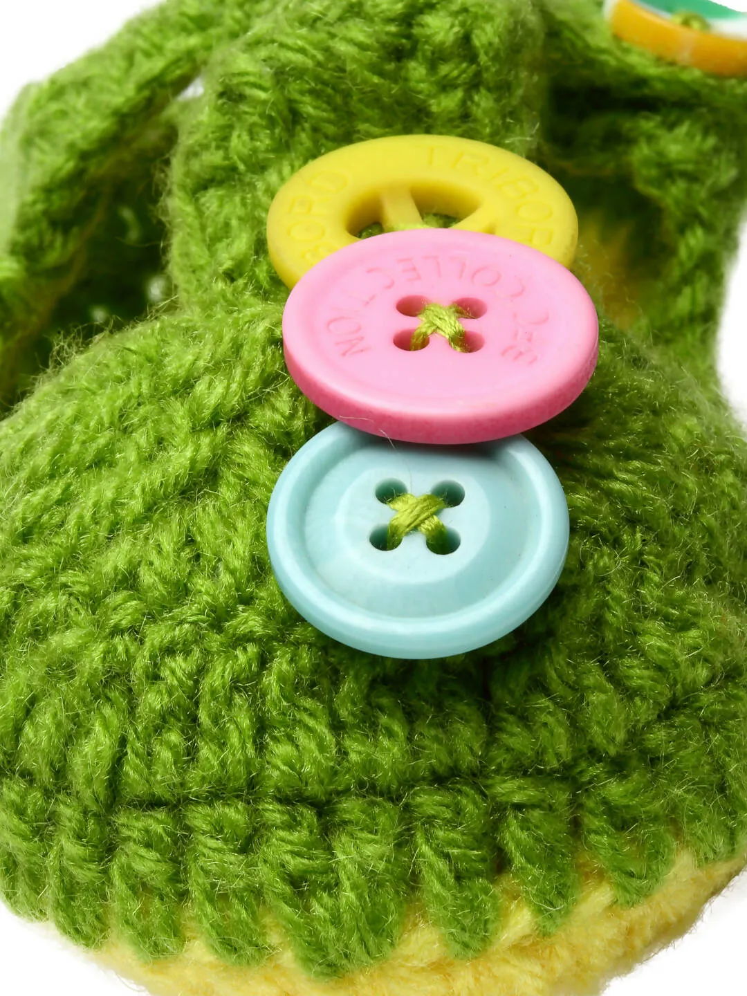 Chutput Kids Woollen Hand Knitted Self Desgin Detailed Booties - Green