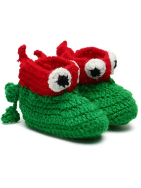 Chutput Kids Woollen Hand Knitted Superhero Detailed Booties - Green