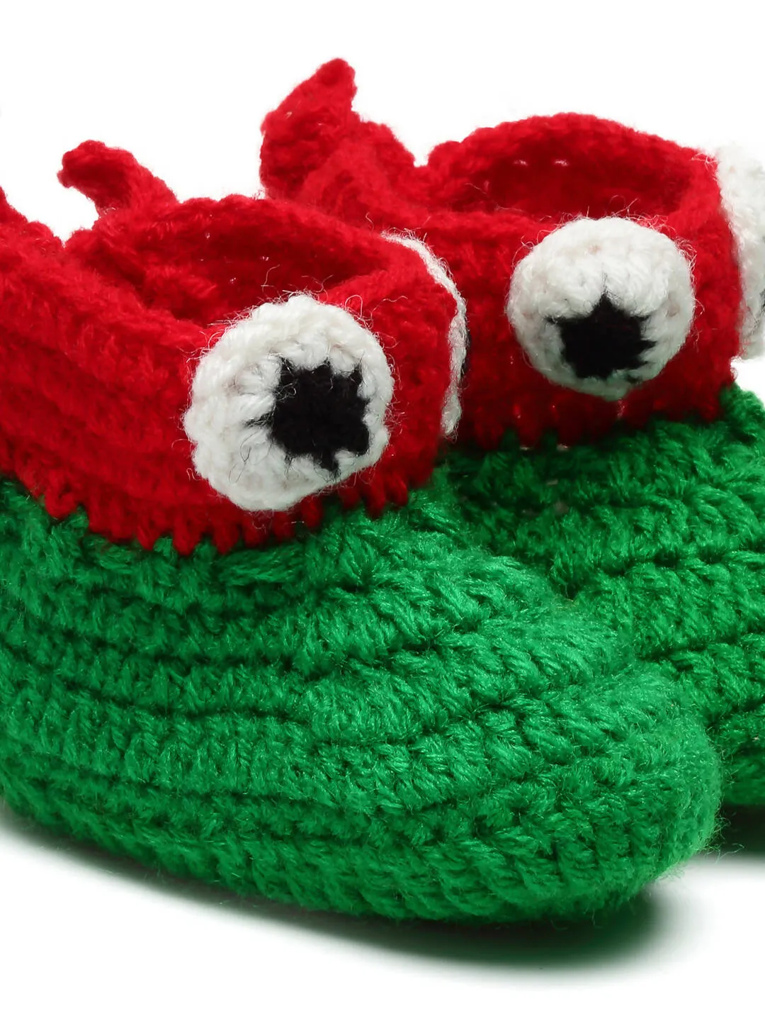 Chutput Kids Woollen Hand Knitted Superhero Detailed Booties - Green