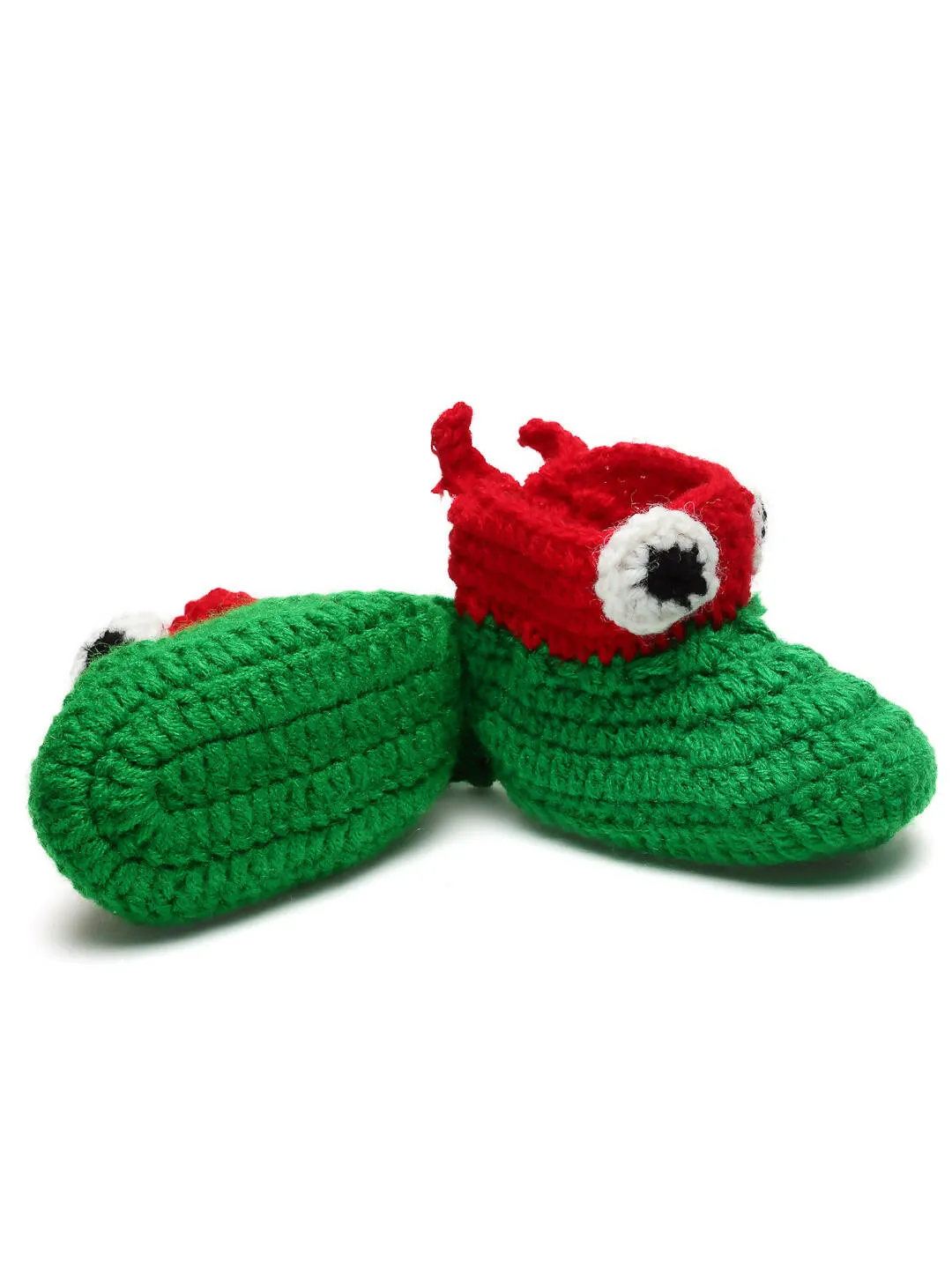 Chutput Kids Woollen Hand Knitted Superhero Detailed Booties - Green