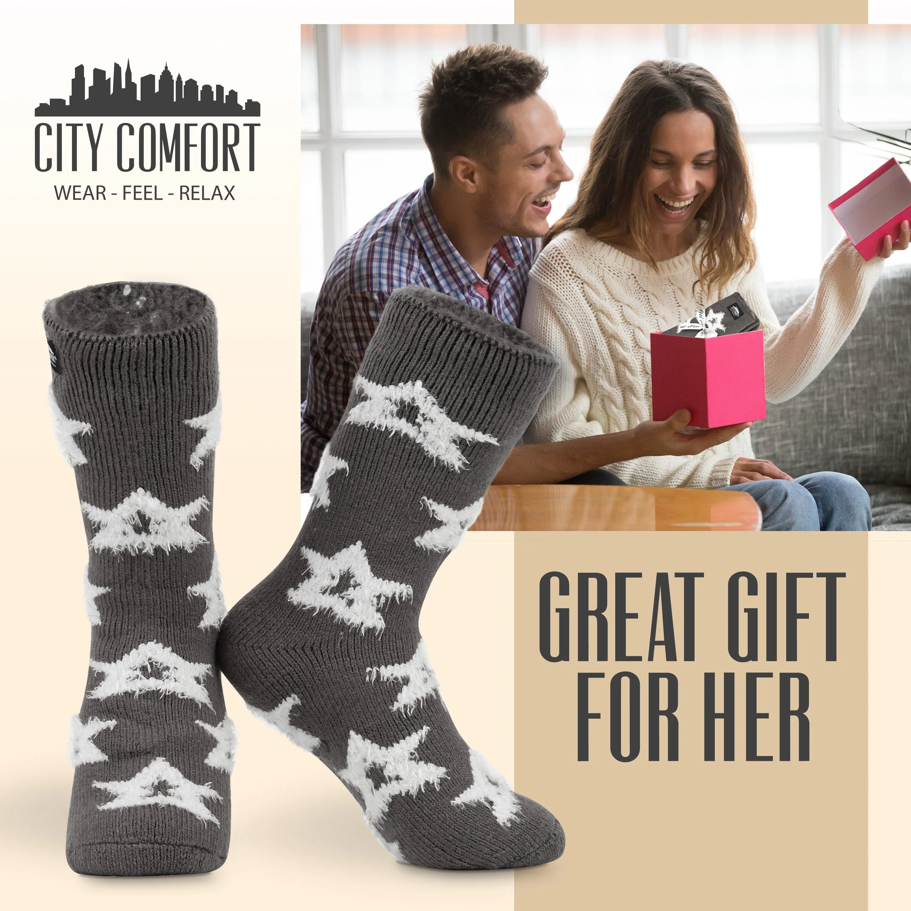CityComfort Slipper Socks for Women Non Slip Fluffy Socks Gifts for Her