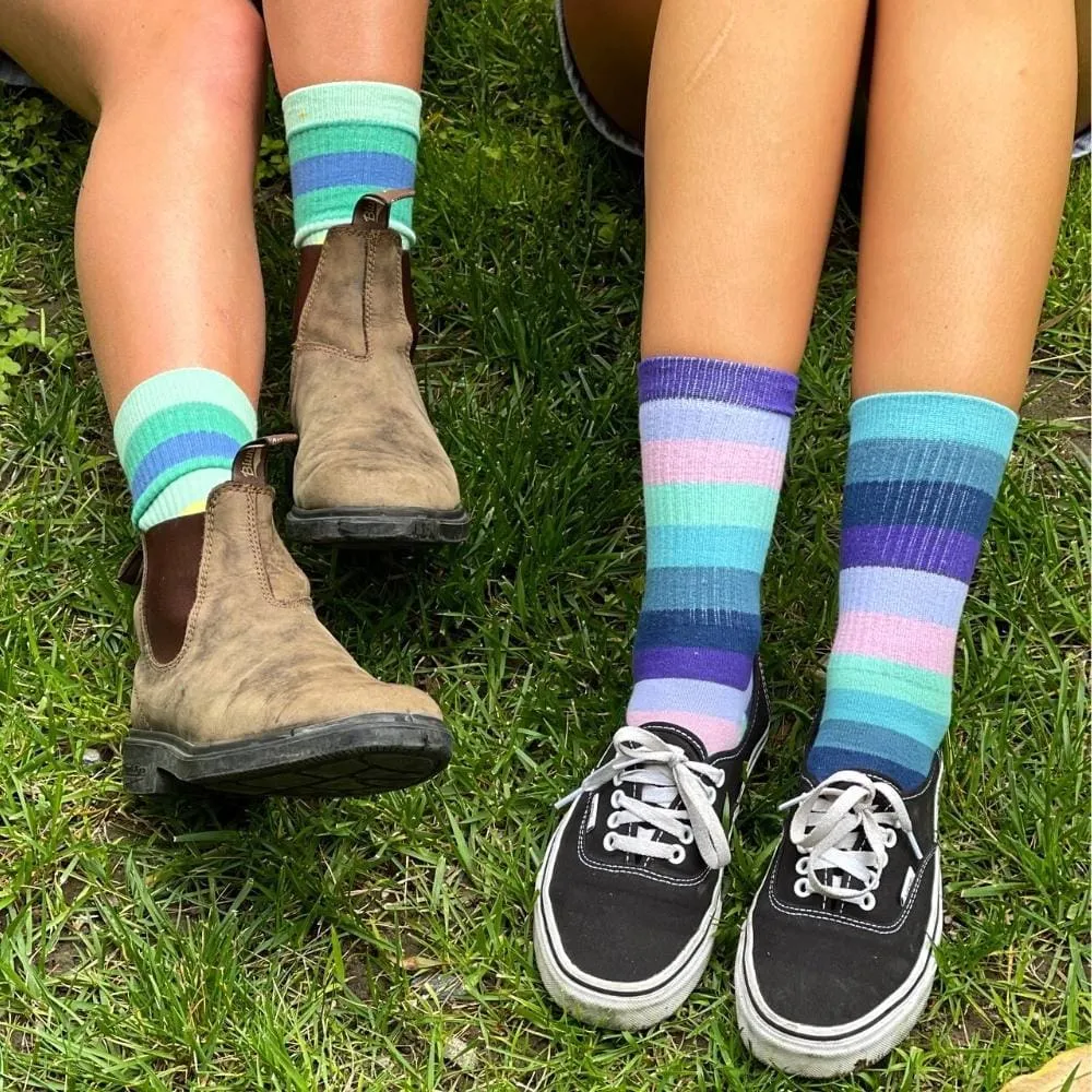 Cotton Candy Stripes Organic Cotton Crew Socks