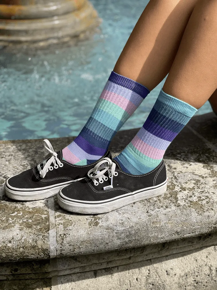 Cotton Candy Stripes Organic Cotton Crew Socks
