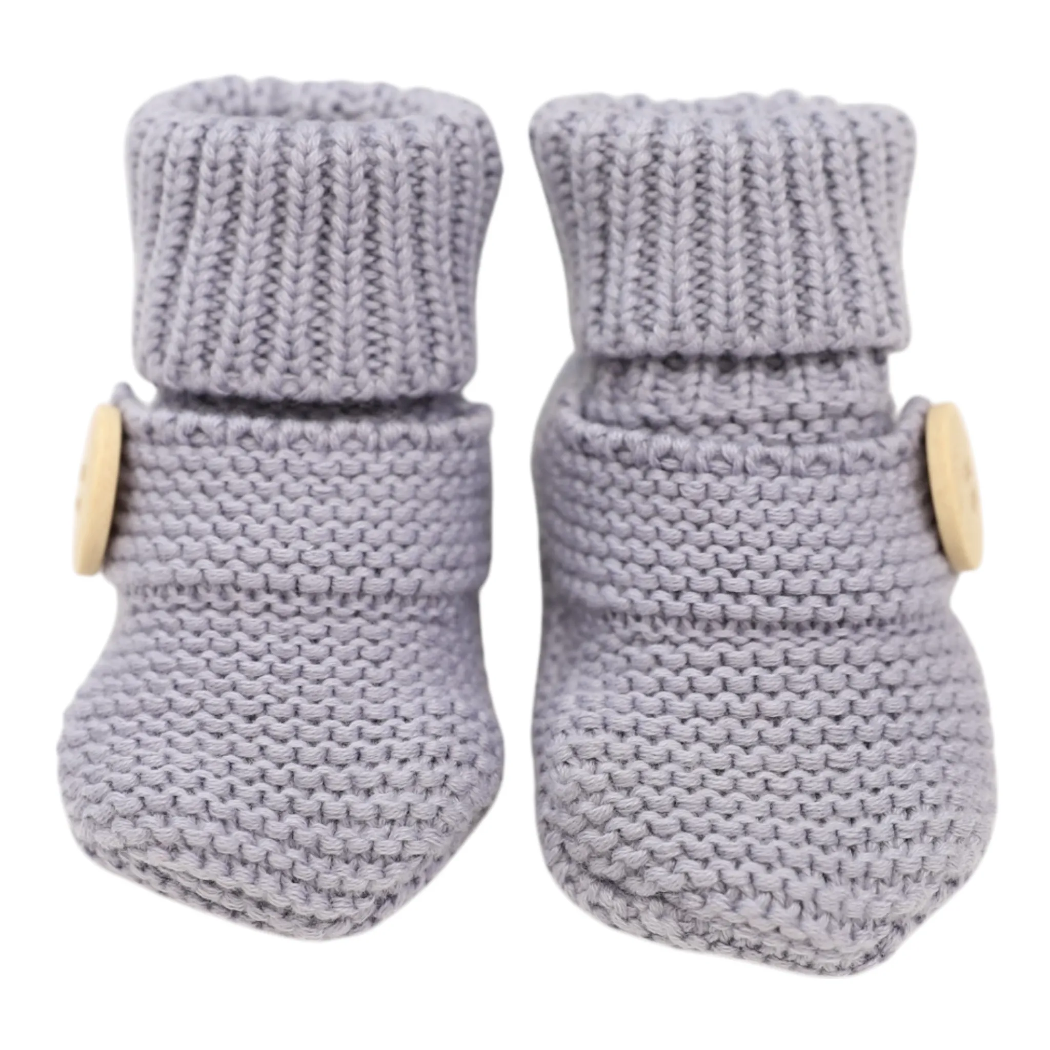 Cotton Knit Button Bootie with Gift Box Dusty Blue