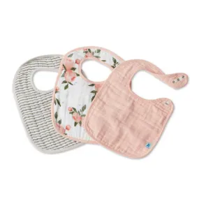 Cotton Muslin Classic Bib 3pk - Watercolour Roses