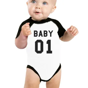 Daddy01 Mommy01 Kid01 Baby01 Pet01 Baby Black And White Baseball Shirt