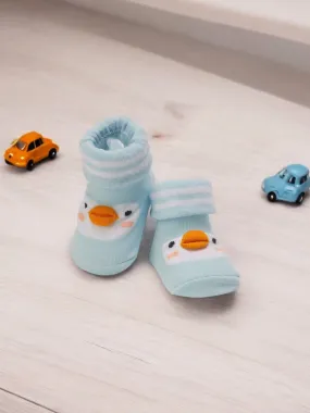 Duck Face Baby Socks with Stripes and Non-Slip Soles